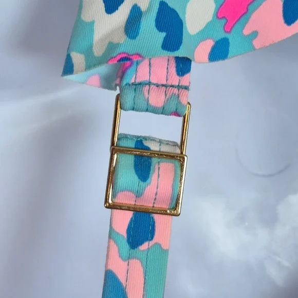 Lilly Pulitzer Delphie one-piece blue pink leopard spot print swimsuit womens 2 - Picture 10 of 13